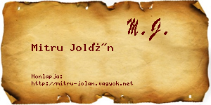 Mitru Jolán névjegykártya